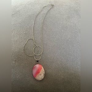 Magenta and white crystal necklace